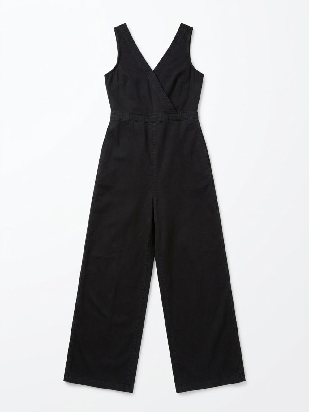 KUHL Black Linen Wide Leg Sleeveless Utility Jumpsuit Tie Back Gorpcore